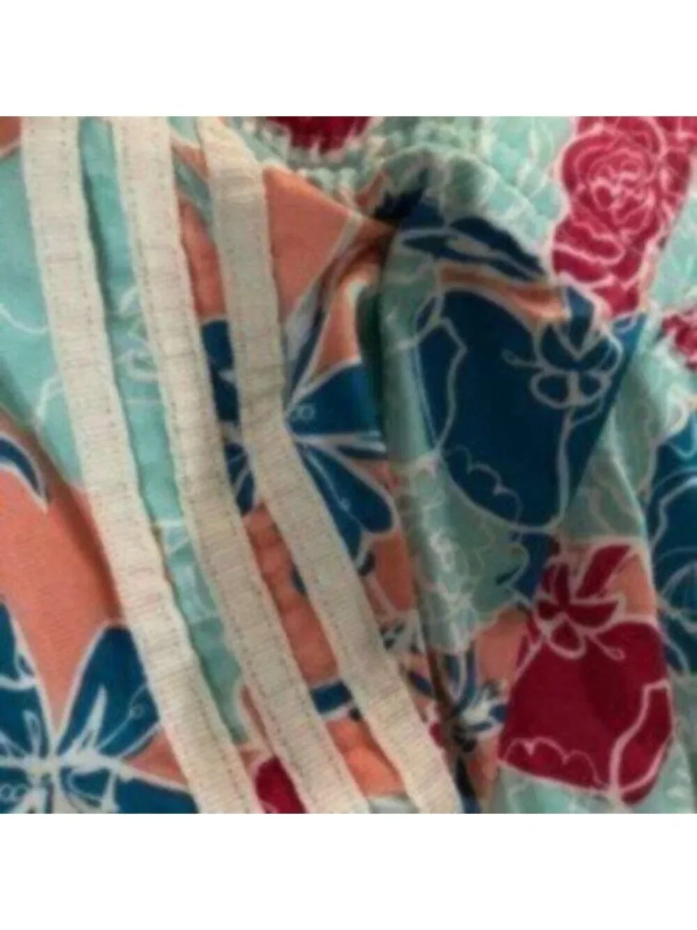 Adidas Girl's Blue & Pink Floral Infant Drawstring Track Pants Size 12 Months